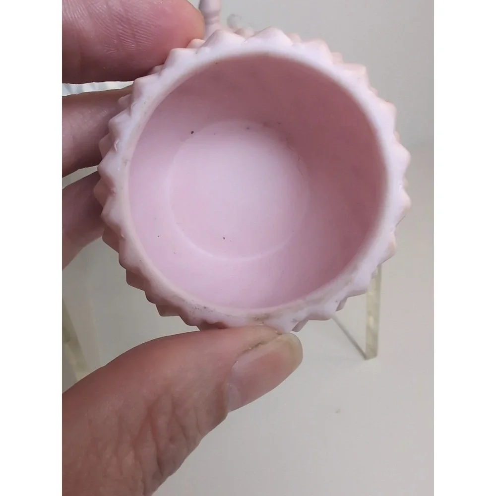 Norcrest Bisque Porcelain Trinket Box Set Of 2 Japan White & Pink W/Figurine